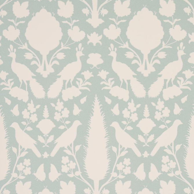 Chenonceau Aquamarine 5004122 by Schumacher Wallpaper Exuberant Prints 13.5" - Fabric Carolina -