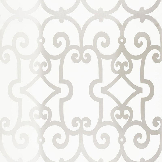 Manor Gate Silver 5005054 by Schumacher Wallpaper Modern Nature 13.5" - Fabric Carolina -