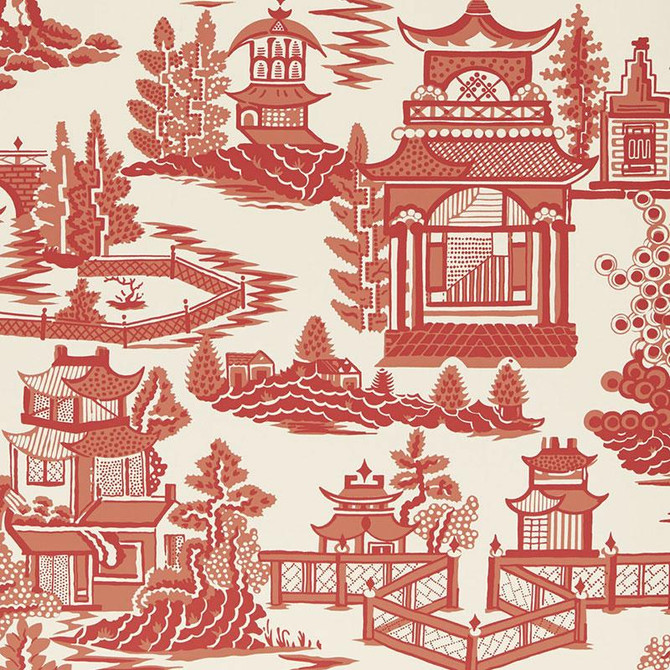 Nanjing Coral 5006910 by Schumacher Wallpaper Exuberant Prints 27.0" - Fabric Carolina -