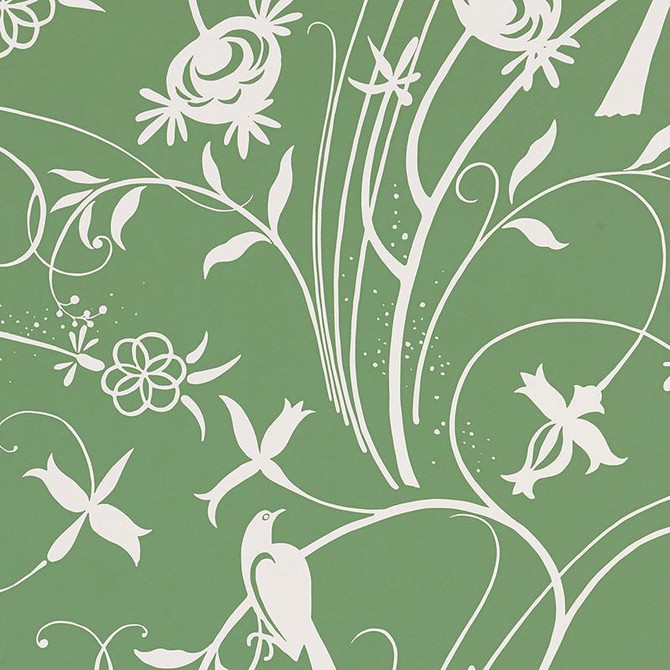 Sky Meadow Green 5007623 by Schumacher Wallpaper Drawn From Nature 27.0" - Fabric Carolina -