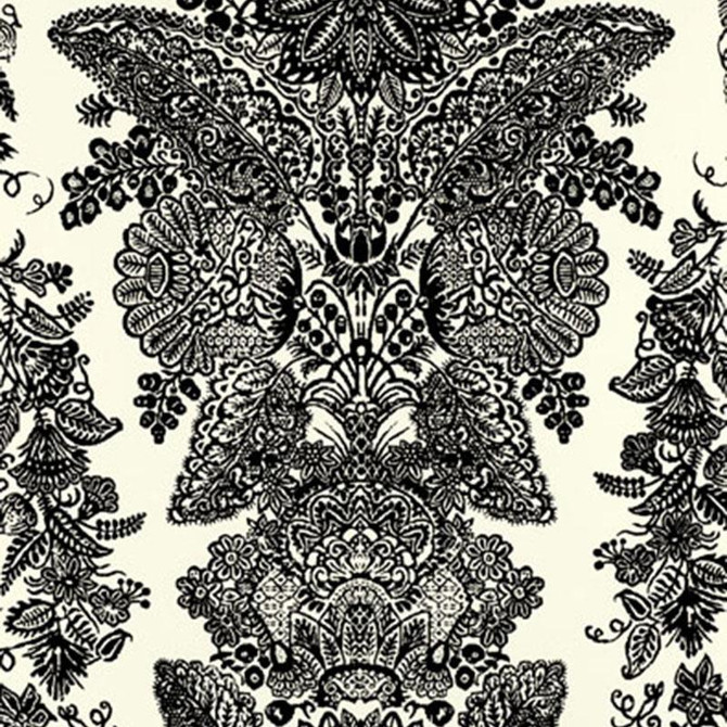 Lace Black & Ivory 5003320 by Schumacher Wallpaper Exuberant Prints 23.0" - Fabric Carolina -
