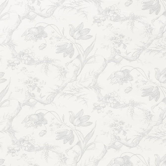 Toile De Fleurs Grisaille 5009120 by Schumacher Wallpaper Signature Schumacher 13.5" - Fabric Carolina -