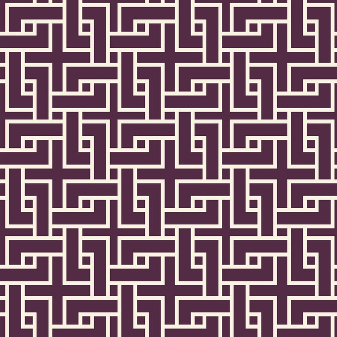 Manchurian Fret Aubergine by RM CoCo Fabric