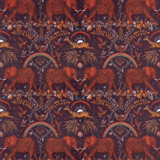 Zambezi Velvet Wine by Clarke And Clarke Fabric WILDERIE BY EMMA J SHIPLEY FOR C&C POLYESTER - 100% Spain HEAVY Horizontal: 27 and Vertical: 21.62 55 - Fabric Carolina -