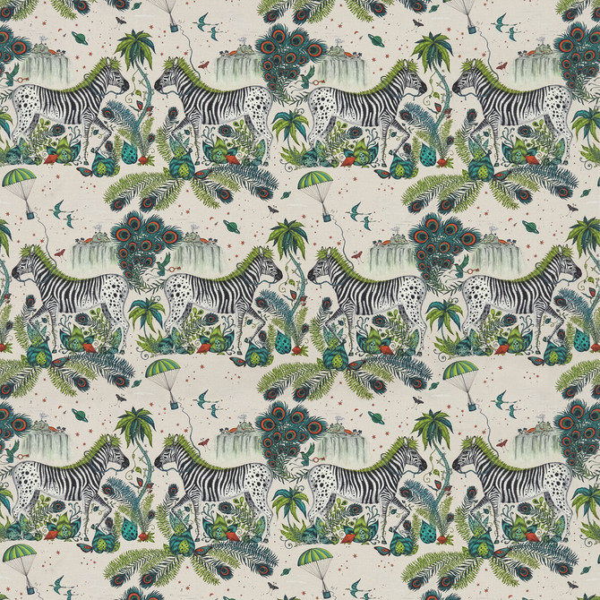 Lost World Linen Green by Clarke And Clarke Fabric WILDERIE BY EMMA J SHIPLEY FOR C&C COTTON - 60%;LINEN - 40% Spain HEAVY Horizontal: 27 and Vertical: 35.36 54 - Fabric Carolina -