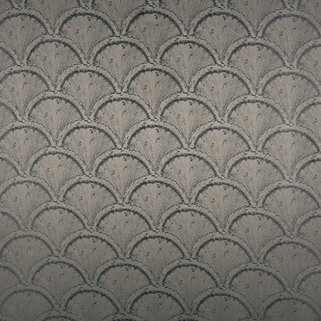 Shell Shock Charcoal by Carole Fabric Blue Steel 100% Polyester India N/A 6 3/4" V, 6 5/8" H 54"  - Fabric Carolina -