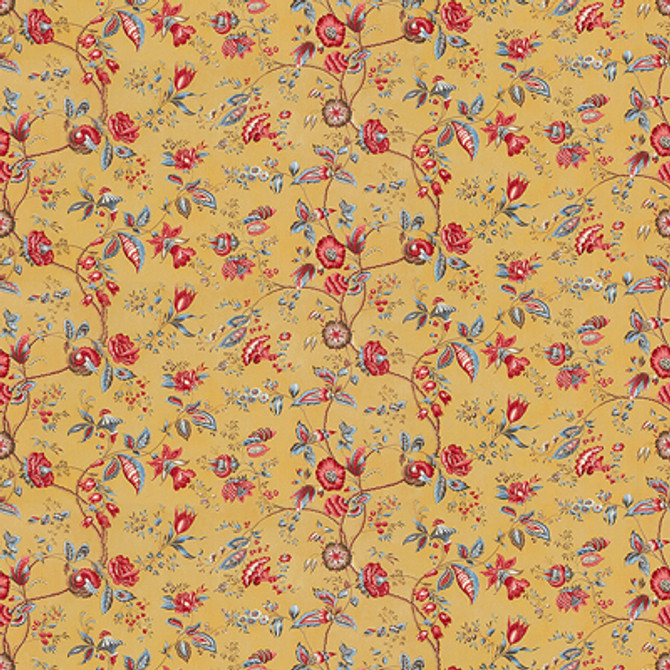 Bougainville Cotton Print Safran by Brunschwig & Fils Fabric Brunschwig & Fils Fabric Bougainville Cotton Print SafranFabric COTTON - 100% France </p><p>Repeat: H: 57.25, V: 18.75 58 - Fabric Carolina -