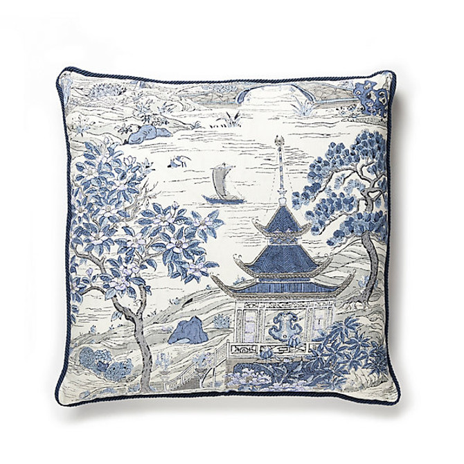 Satomi Hand Block Print Pillow/Evening Blue by Scalamandre Pillow Scalamandre Pillow Satomi Hand Block Print Pillow/Evening BluePillow 100% LINEN </p><p>Repeat: H: , V: - Fabric Carolina -