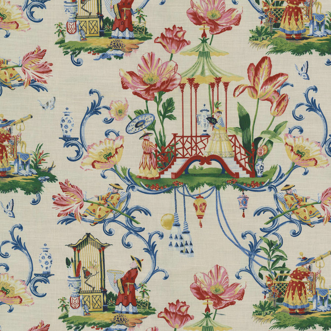 East Of The Moon Porcelain 150080 by Harrison Howard Fabric - 100% Cotton PERU Horizontal: 27 and Vertical: 25.25 54 - Fabric Carolina -