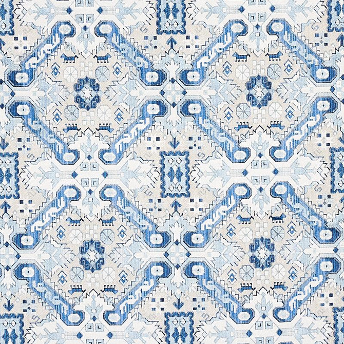 Tiraz Velvet Indigo 80601 by Schumacher Fabric Tapis 13.4" - Fabric Carolina -