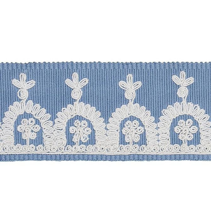Noelia Embroidered Tape Chambray 74157 by Schumacher Trim East Meets West 1.0" - Fabric Carolina -