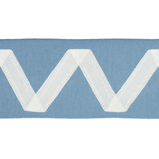 Legere Appliqu Tape Ivory On Sky 80873 by Schumacher Trim Embroidered And Embellished Trims 2.6" - Fabric Carolina -