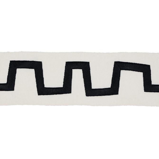 Corbu Tape Black 81770 by Schumacher Trim New Wave: Black & White 2.5" - Fabric Carolina -