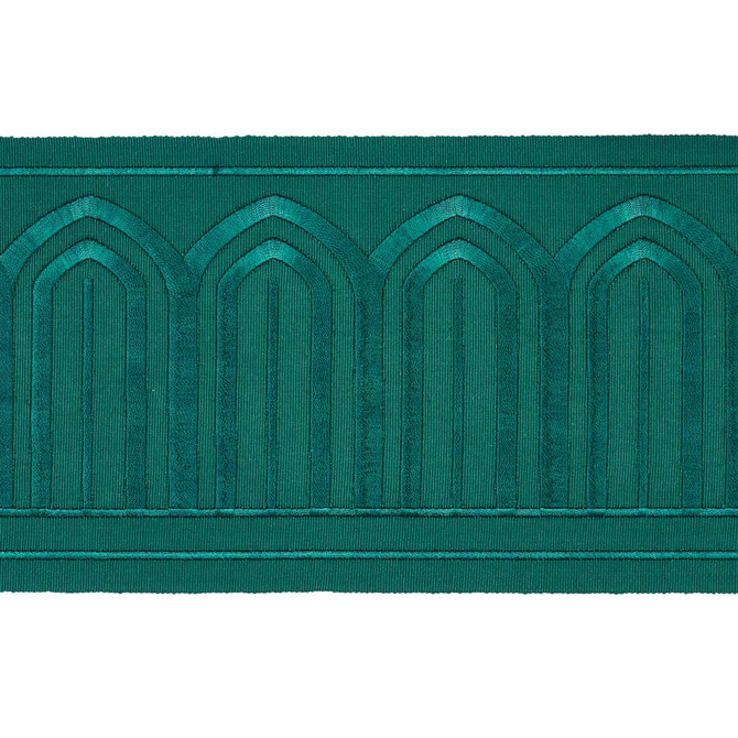 Arches Embroidered Tape Wide Emerald 70779 by Schumacher Trim Miles Redd 5.3" - Fabric Carolina -