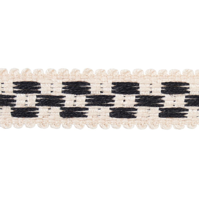 Crawford Check Tape Narrow Basalt 81623 by Schumacher Trim Williamsburg - Fabric Carolina -