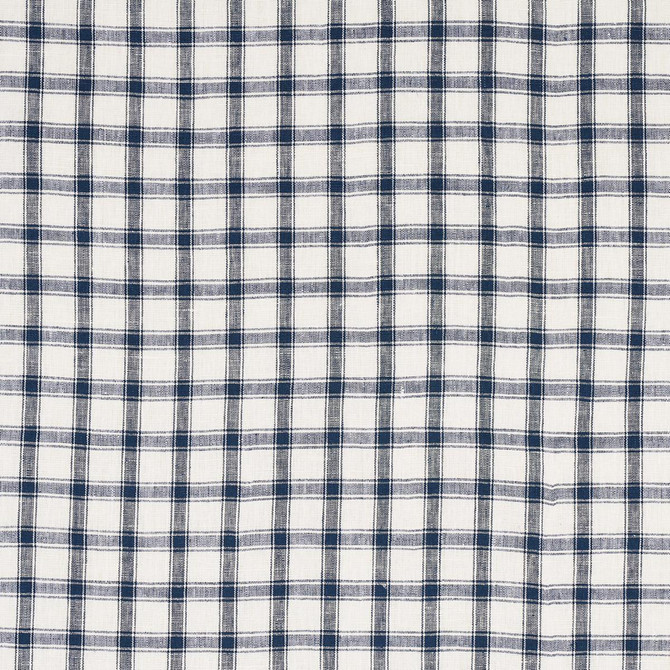 Crawford Linen Check Indigo 81451 by Schumacher Fabric Williamsburg 1.75" - Fabric Carolina -