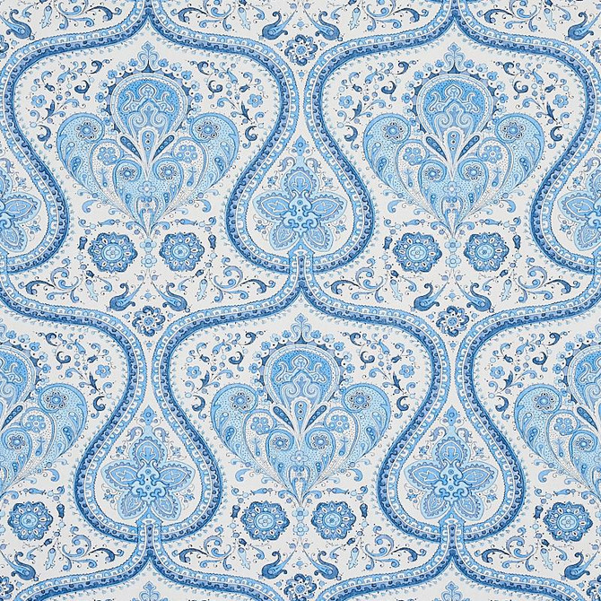 Paisley Court Blue 5012270 by Schumacher Wallpaper East Meets West 13.5" - Fabric Carolina -