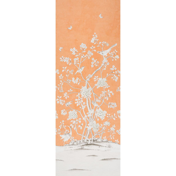 Chinois Palais Panel Tangerine 5007124 by Schumacher Wallpaper Mary Mcdonald 51.75" - Fabric Carolina -