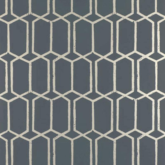 Modern Trellis Charcoal Metallic 5003281 by Schumacher Wallpaper The Smart Set 6.75" - Fabric Carolina -
