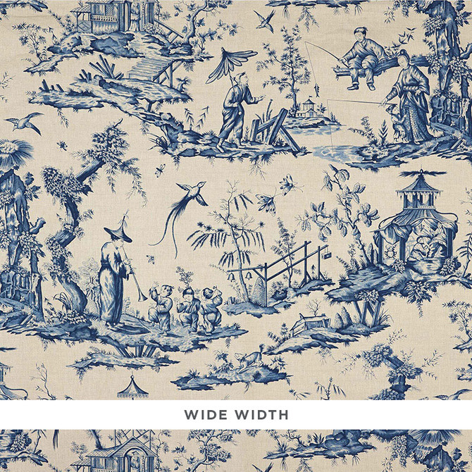 Shengyou Toile Indigo 5008990 by Schumacher Wallcovering