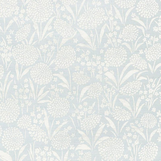 Chrysanthemum Sisal Sky 5009780 by Schumacher Wallpaper Textured Wallcoverings & Printed Grasscloths 34.0" - Fabric Carolina -