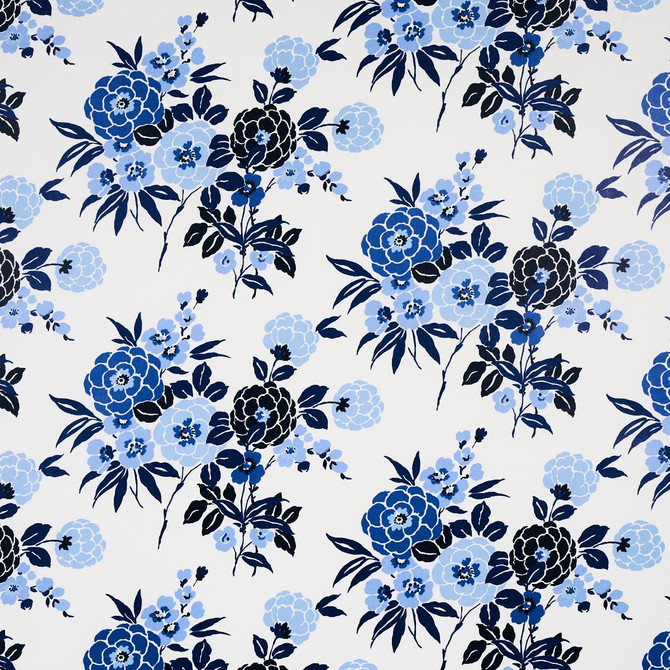 Valentina Floral Blues 5013130 by Schumacher Wallpaper Orient Express 54.0" - Fabric Carolina -