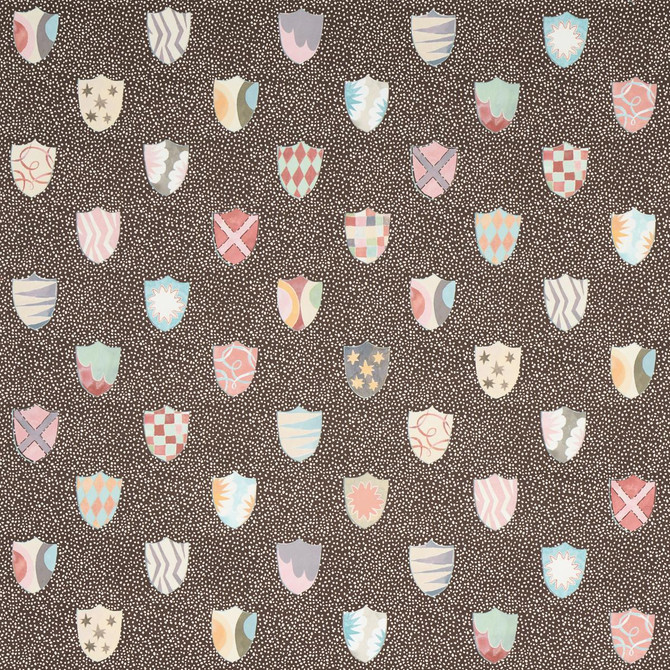 Heraldic Brown 5013493 by Schumacher Wallpaper Happy Menocal 13.5" - Fabric Carolina -