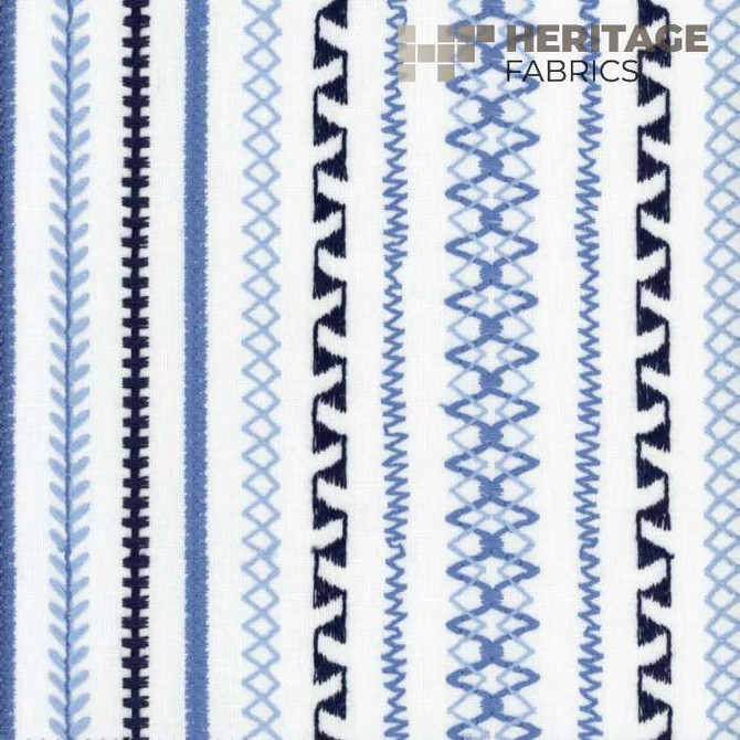 Stella Stripe Delft by Heritage Fabric - 50% Polyester 50% Cotton India 9,000 Horizontal: 9" and Vertical: N/A 54" - Fabric Carolina -