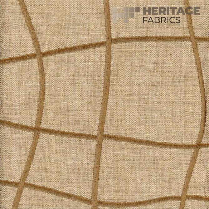 Wyndam Butterscotch by Heritage Fabric - 83% Poly 12% Cotton 5% Viscose India 30,000 Horizontal: 17" and Vertical: 12" 54" - Fabric Carolina -