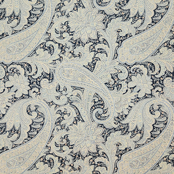 Paisley Statement Indigo by Carole Fabric Dawn & Dusk 100% Cotton-SSR Pakistan 12,000 WYZENBEEK DOUBLE RUBS 25 1/4" V, 27 1/2"  H 54"  - Fabric Carolina -