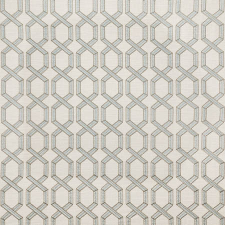 Next To Me Mint by Carole Fabric Dewdrop Base: 97% Polyester, 3% Linen. Embr: 100% Polyester India  4 1/2" V, 4 1/4" H 52"  - Fabric Carolina -