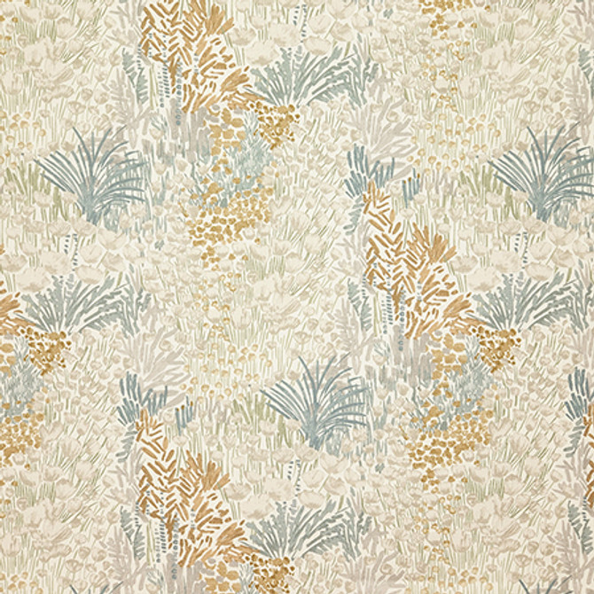 Blooming Meadow Flaxen by Carole Fabric Evergreen 100% Cotton India  27 1/2" V, 13 3/4" H HD 55"  - Fabric Carolina -