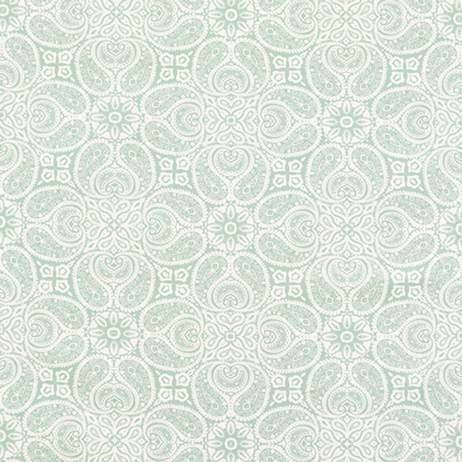 Paisley Connections Spa by Carole Fabric Jade 100% Cotton-Soil Repellent Pakistan 50,000 Wyzenbeek Double Rubs 12 1/2" V, 13 1/2" H HD 56.5"  - Fabric Carolina -