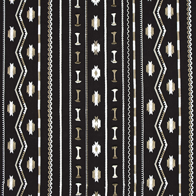 Put A Bow On It Noir by Carole Fabric Moonstone 52% Cotton, 48% Polyester India 9,000 Wyzenbeek Double Rubs 9 1/4" V, 17 3/8" H 52.25"  - Fabric Carolina -