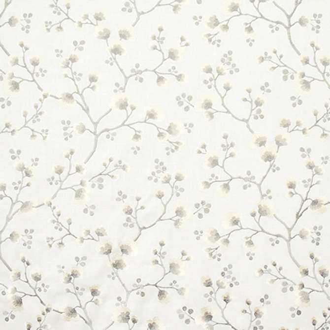 One Night Coconut by Carole Fabric Wallflower Base: 58% Cotton, 42% Polyester. Embr: 100% Rayon INDIA 12,000 Wyzenbeek Double Rubs 18 1/2" V, 25" H 50"  - Fabric Carolina -