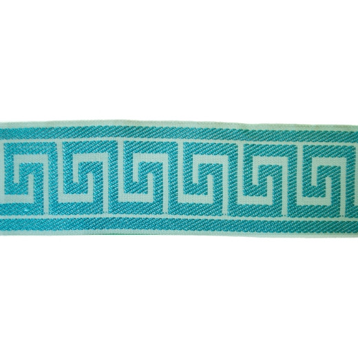 Greek Key - Ice Blue by Europatex Fabric Tapes Decor 100% Polyester China See Sample Horizontal: N/A and Vertical: N/A 2.50 inches  - Fabric Carolina -