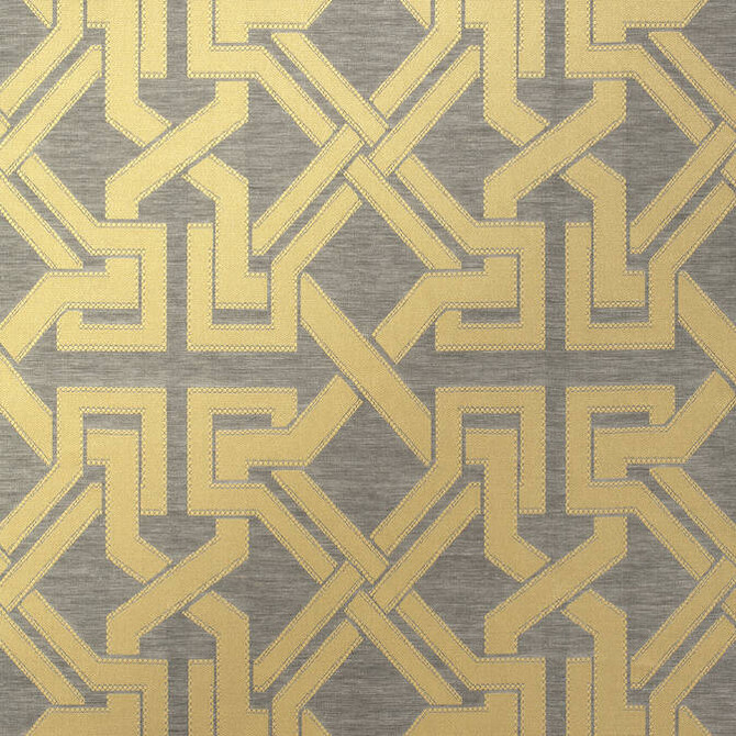 Benedetto Grey and Gold W772578 by Thibaut Fabric Thibaut Fabric Benedetto Grey and Gold W772578Fabric Chestnut Hill Fabric 52% Vis, 30% Lin, 18% Cot ITALY </p><p>Repeat: V: 15.75 54 - Fabric Carolina -