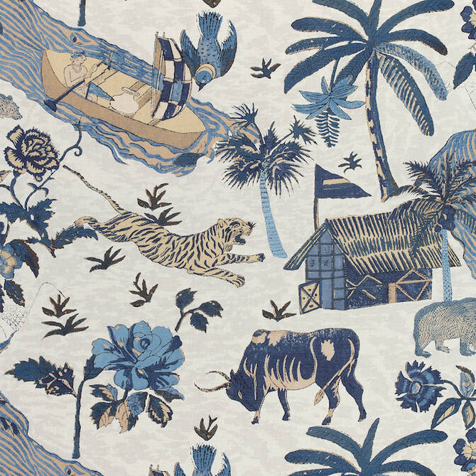 Tiger Reserve Navy F910230 by Thibaut Fabric Thibaut Fabric Tiger Reserve Navy F910230Fabric Colony Fabric Book 52% Cotton, 48% Linen ITALY </p><p>Repeat: V: 25 54 - Fabric Carolina -