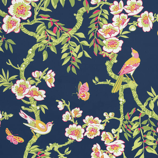 Yukio Navy and Pink F920846 by Thibaut Fabric Thibaut Fabric Yukio Navy and Pink F920846Fabric Eden Fabric Book 100% Cotton Sateen UNITED STATES </p><p>Repeat: V: 35.5 54 - Fabric Carolina -