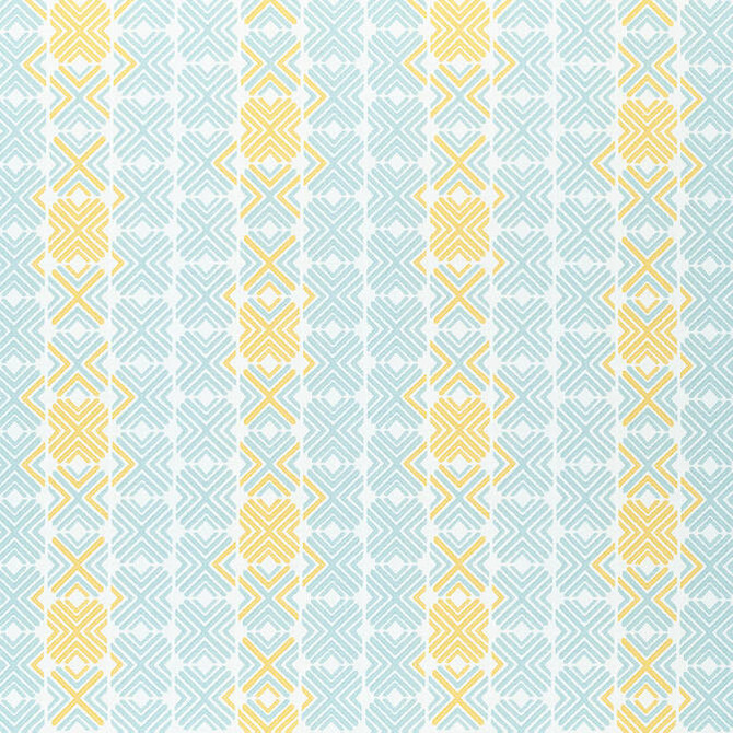 Jinx Aqua and Sunshine W74676 by Thibaut Fabric Thibaut Fabric Jinx Aqua and Sunshine W74676Fabric Festival 77% Poly (UV), 23% PCR Poly (UV) UNITED STATES </p><p>Repeat: V: 14.5 54 - Fabric Carolina -