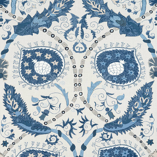 Lewis Blue and Beige F913218 by Thibaut Fabric Thibaut Fabric Lewis Blue and Beige F913218Fabric Mesa Fabric Book 60% Linen, 30% Cot, 10% Nylon THAILAND </p><p>Repeat: V: - 54 - Fabric Carolina -