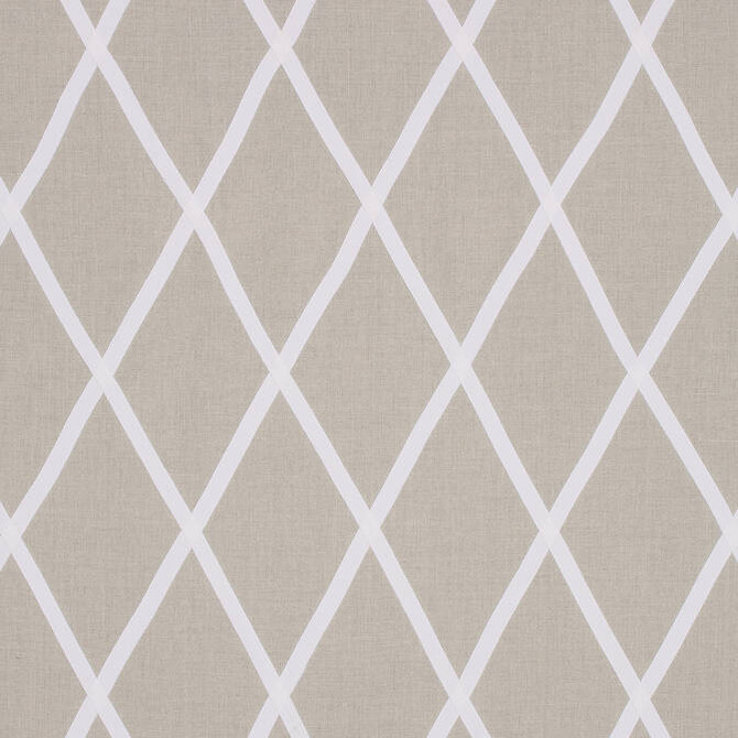 Tarascon Trellis Applique White on Natural AW78709 by Anna French Fabric Anna French Fabric Tarascon Trellis Applique White on Natural AW78709Fabric Palampore Fabric Book 100% Linen INDIA </p><p>Repeat: V: 12.25 50.5 - Fabric Carolina -