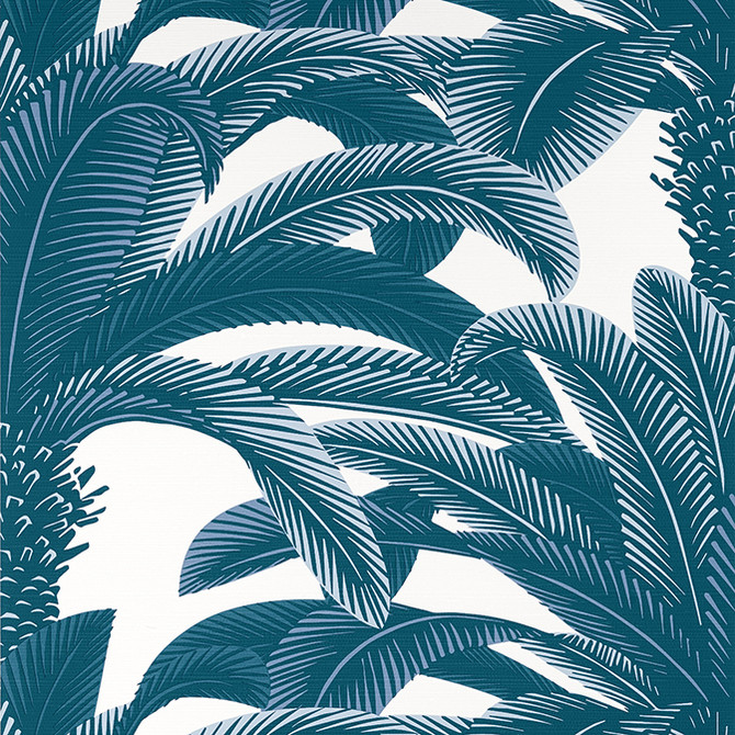 Queen Palm Navy T13910 by Thibaut Wallpaper Thibaut Wallpaper Queen Palm Navy T13910Wallpaper Palm Grove Non-Woven Vinyl Wallpaper U.S.A. </p><p>Repeat: V: 25 27 - Fabric Carolina -