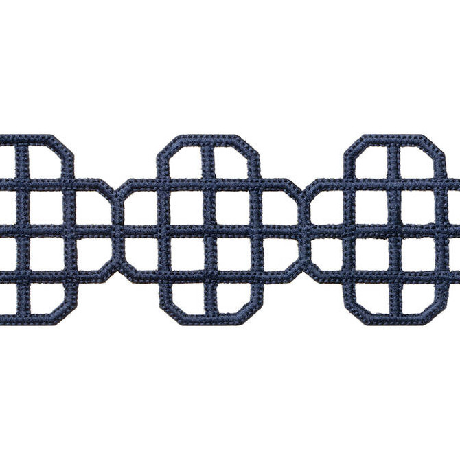 Fret Applique Navy E12269 by Thibaut Fabric Thibaut Fabric Fret Applique Navy E12269Fabric Tapes & Trims Volume 3 100% Polyester INDIA </p><p>Repeat: V: 3.25 3.5 - Fabric Carolina -