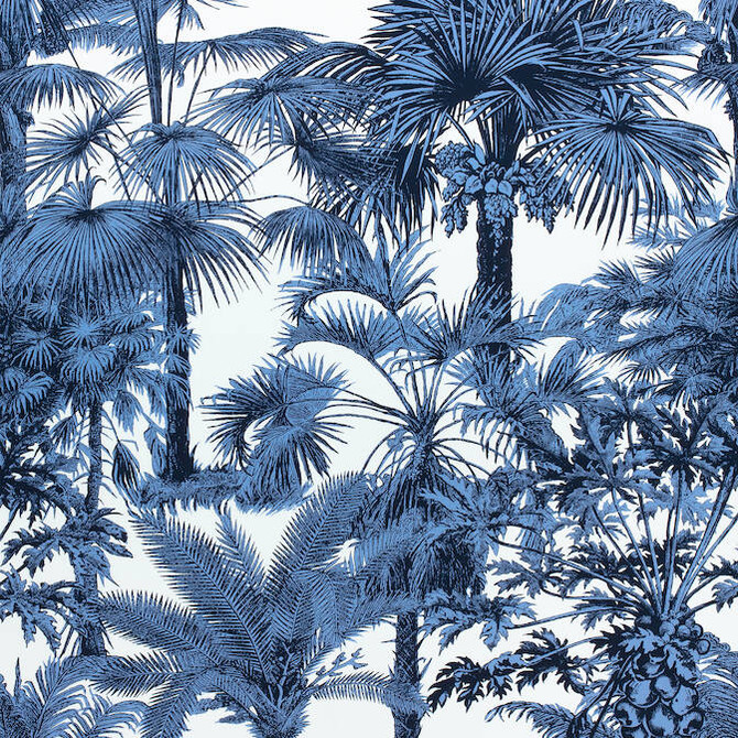 Palm Botanical Navy F910100 by Thibaut Fabric Thibaut Fabric Palm Botanical Navy F910100Fabric Tropics Fabric Book 100% Cotton ITALY </p><p>Repeat: V: 35 54 - Fabric Carolina -