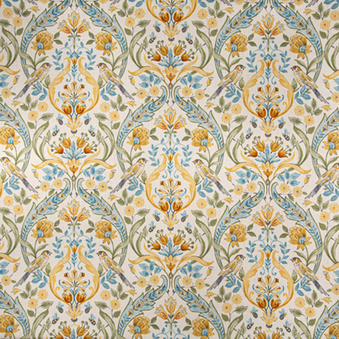 Birds And The Bees Lapis by Carole Fabric Blue Crush 100% Cotton India  26 1/2" V, 13 1/2" H HD 55""  - Fabric Carolina -