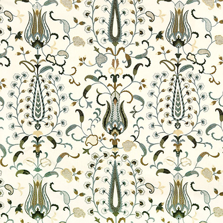 Chance To Create Mineral by Carole Fabric Hidden Treasure Base: 50% Poly, 50% Cotton Embr: 70% Poly, 30% Cotton India  30 1/2" V, 25 1/2" H 50"  - Fabric Carolina -