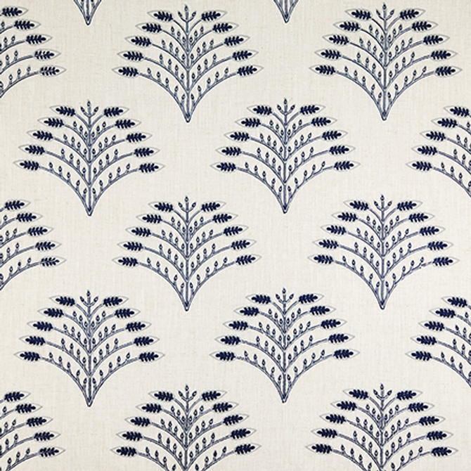 New Natural Sapphire by Carole Fabric Hidden Treasure Base: 95% Polyester, 5% Linen Embr: 100% Polyester China  15 7/8" V, 8" H HD 52"  - Fabric Carolina -