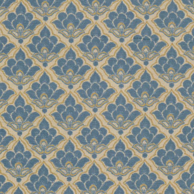 Turret 2 Dresden by Stout Fabric Stout Fabric Turret 2 DresdenFabric GREAT IMPRESSIONS BLUE/SPA 52%SVI 32%POL 16%COT USA </p><p>Repeat: H: 4.875, V: 4.500 57.5 in - Fabric Carolina -