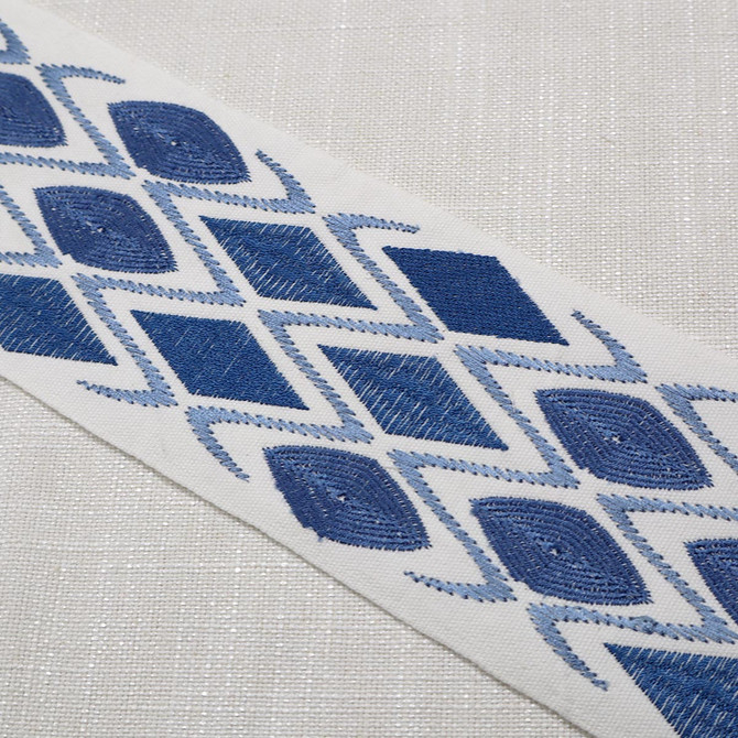 Ikata Emb Tape Blues by Magnolia Trim - 100% Cotton, Emb Viscose India Horizontal: and Vertical: 4 - Fabric Carolina -